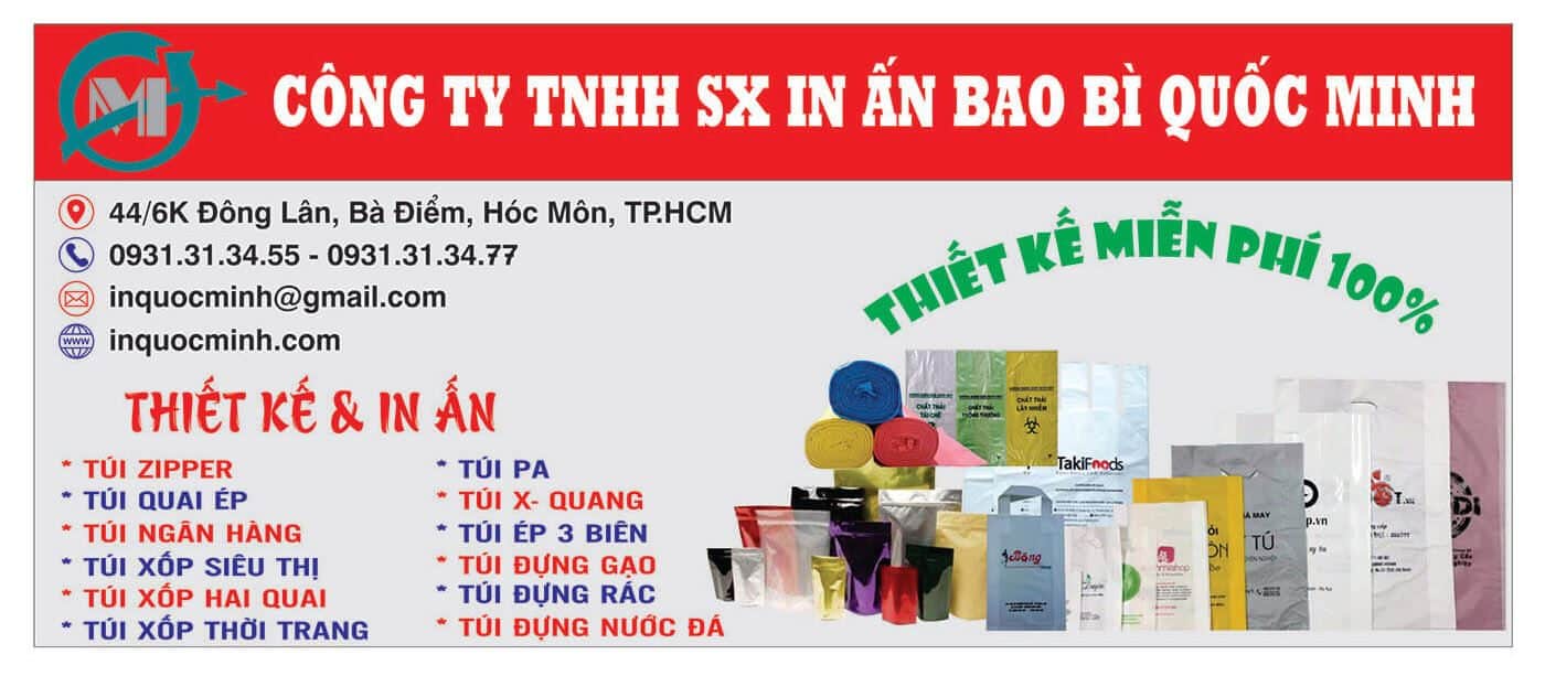 In bao bì Quốc Minh – Chuyên in túi xốp, bao bì nhựa, túi quai ép, túi nilon & bao bì giá rẻ